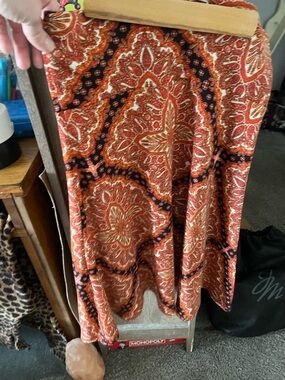 LuLaRoe Red and Orange Paisley Maxi Skirt